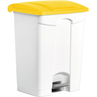 Poubelle plastique jaune 70L pédale lot de 3