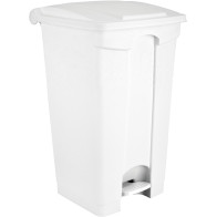 Poubelle plastique à pédale 90L blanche lot de trois