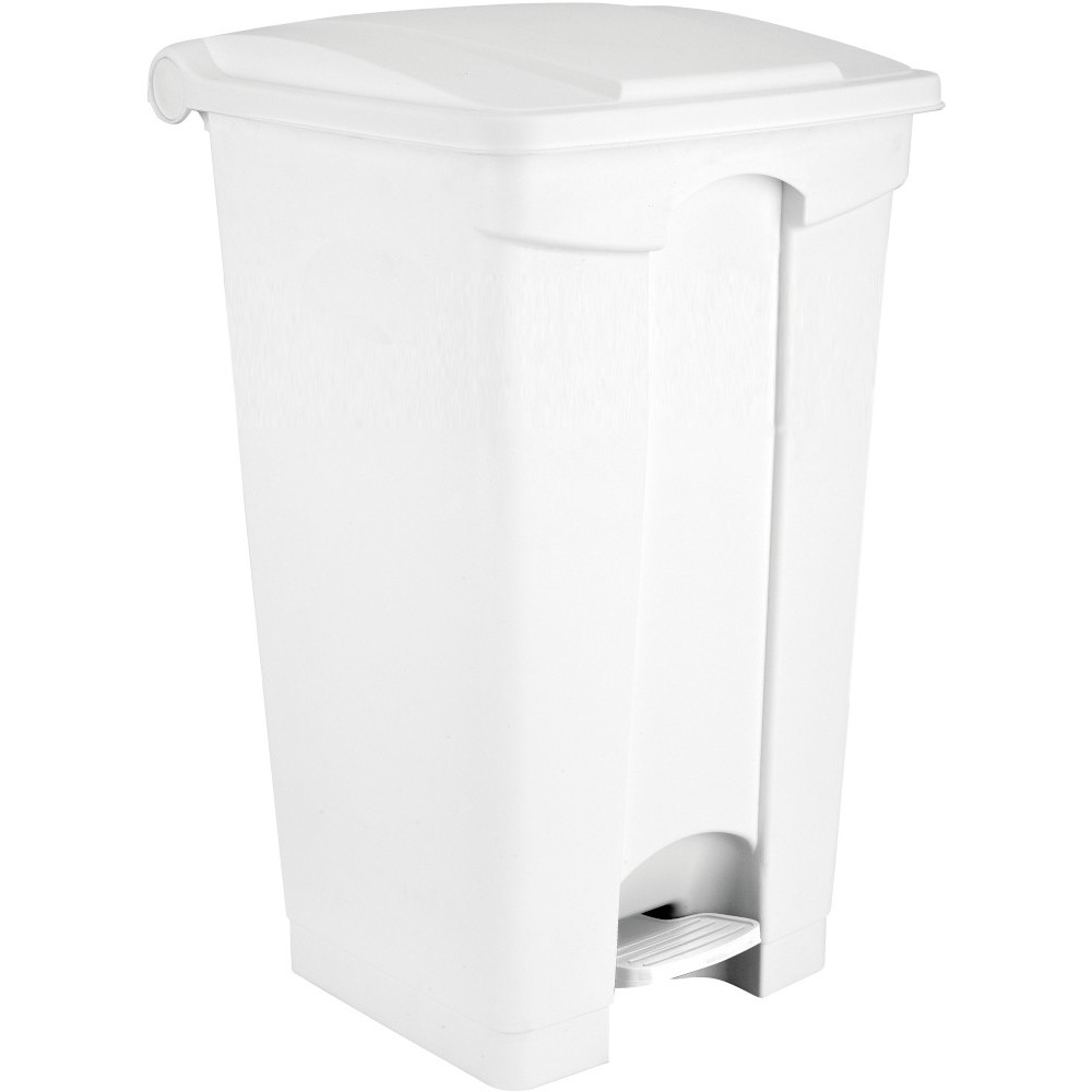 Poubelle plastique à pédale 90L blanche lot de trois Poubelle plastique à pédale 90L blanche lot de trois