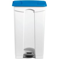 Poubelle plastique à pédale 90L bleue en polypropylène