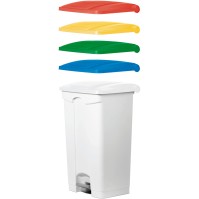 Poubelle plastique 90L bleue avec pédale (lot de 3)