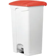Poubelle rouge à pédale plastique 90L
