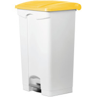 Poubelle plastique à pédale 90L jaune pour déchets.