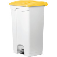 Poubelle plastique jaune 90L à pédale lot de 3
