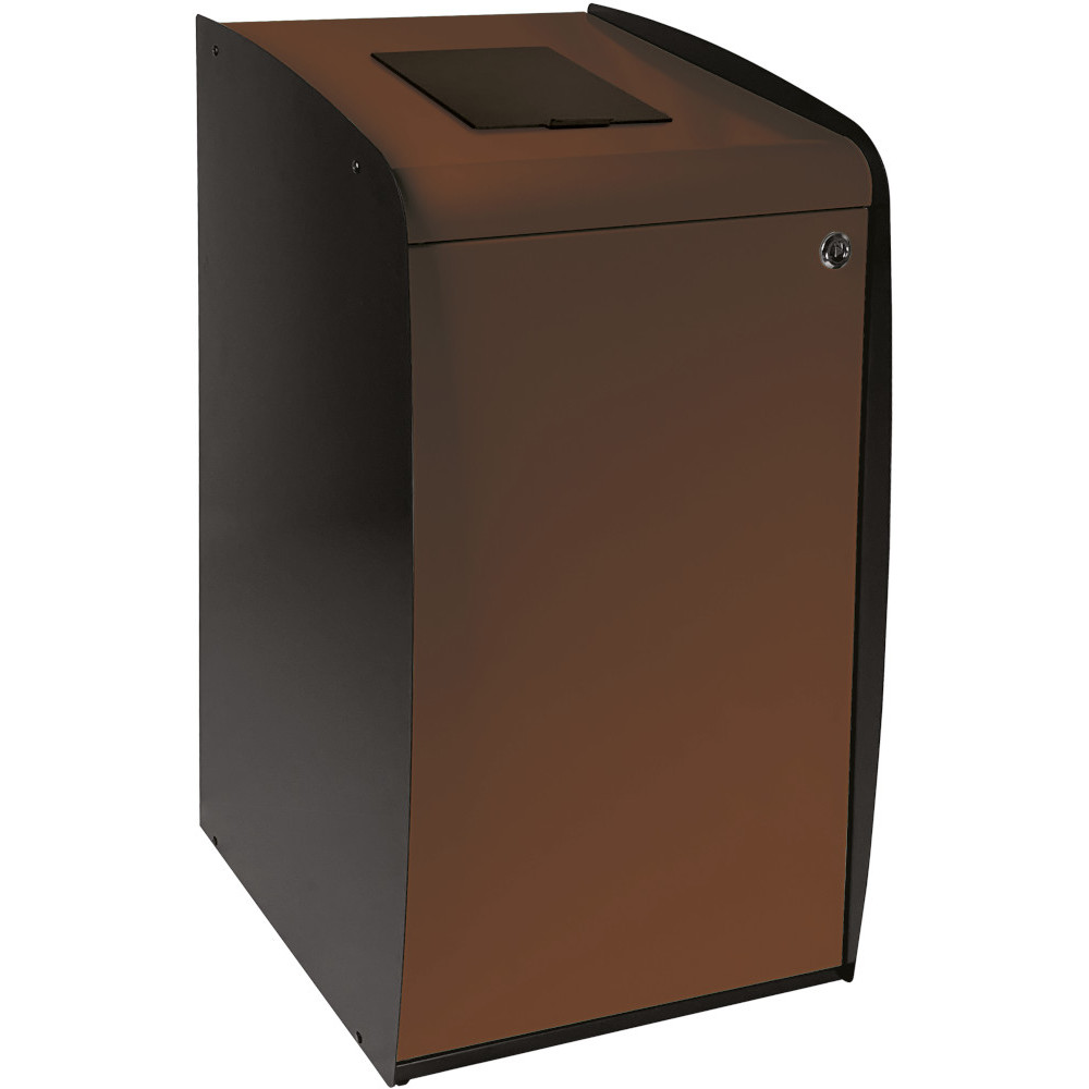 Borne à déchets marron avec ouverture frontale élégante et pratique Borne à déchets marron avec ouverture frontale élégante et pratique