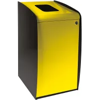 Borne à déchets jaune avec ouverture frontale pour dépôt facile