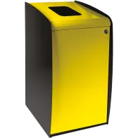 Borne à déchets jaune avec ouverture frontale pour dépôt facile