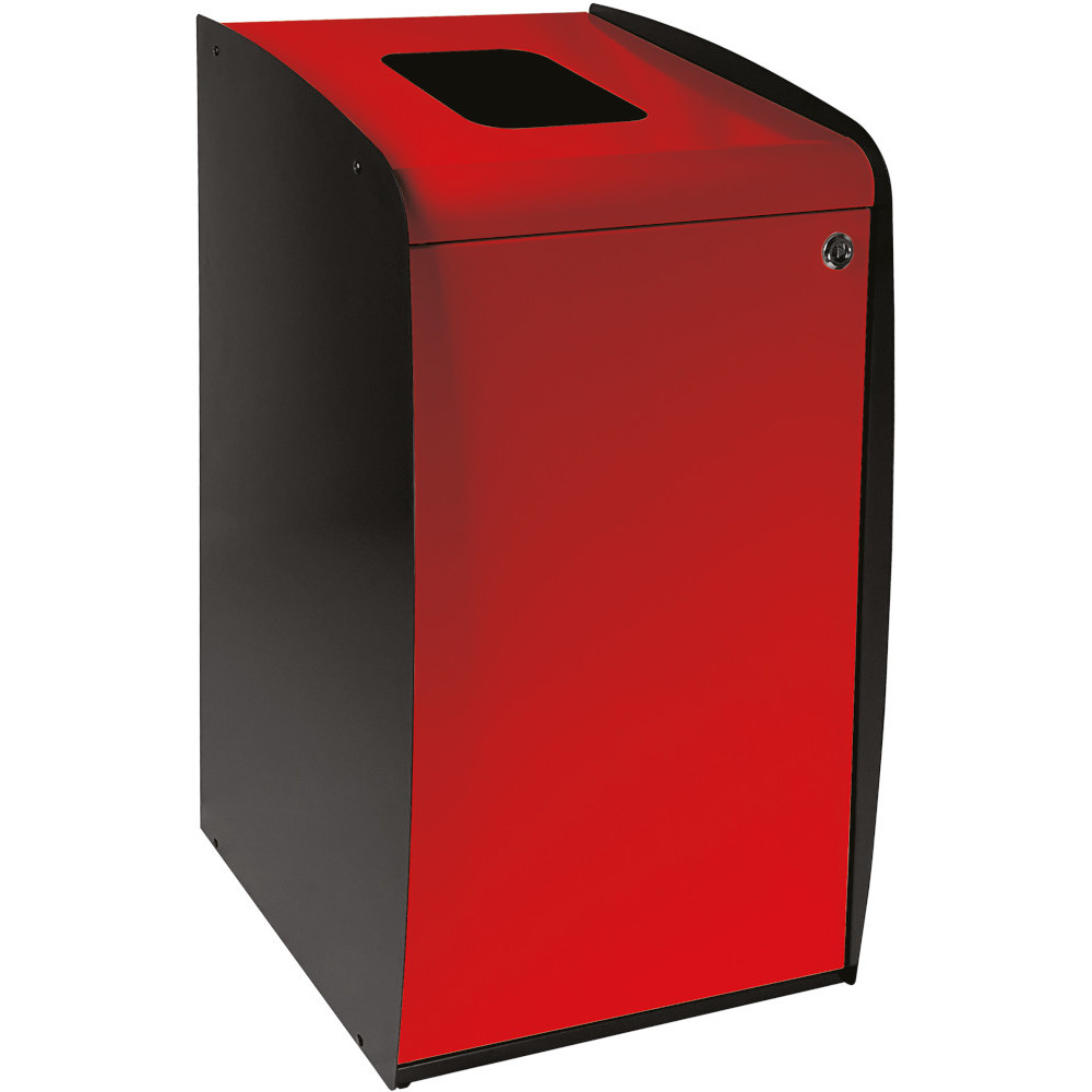 Borne à déchets avec ouverture façade rouge moderne et pratique Borne à déchets avec ouverture façade rouge moderne et pratique