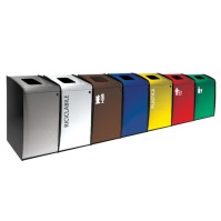 Borne à déchets rouge avec ouverture frontale pratique
