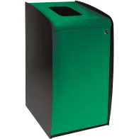 Borne à déchets verte avec ouverture frontale pratique.
