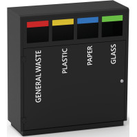 Meuble acier galvanisé 4 flux tri sélectif sécurisé