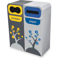 Poubelle colorée et amusante pour écoles 120L visuel inclus