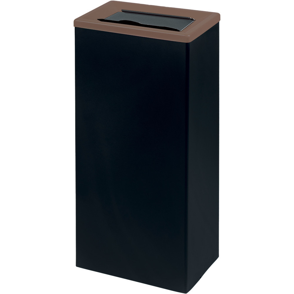 Corbeille marron 42L recyclage trappe rectangulaire tri-sélectif Corbeille marron 42L recyclage trappe rectangulaire tri-sélectif