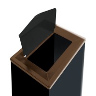 Corbeille marron 42L rectangulaire avec trappe pour tri