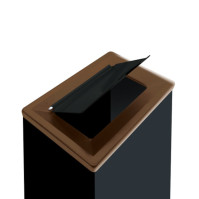 Corbeille marron 60L rectangulaire avec trappe tri-sélectif