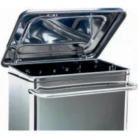 Conteneur cuisine inox 70L roues pédale sécurité professionnelle