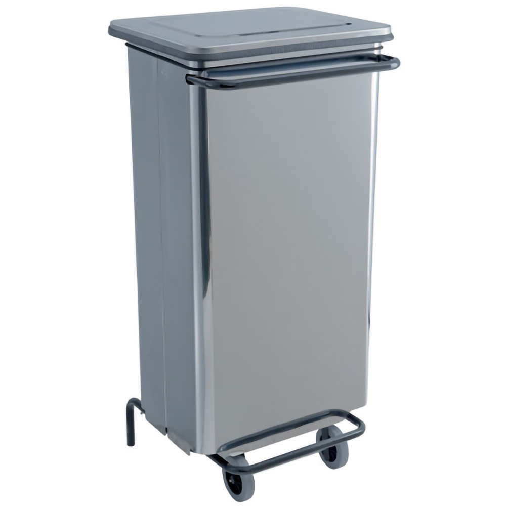 Conteneur mobile inox brossé 70L à pédale élégant pratique Conteneur mobile inox brossé 70L à pédale élégant pratique