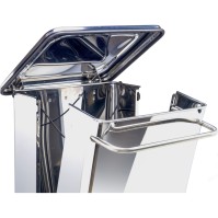 Conteneur inox brossé avec pédale et roulettes pour cuisine