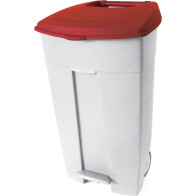 Conteneur plastique rouge à pédale 120L mobile