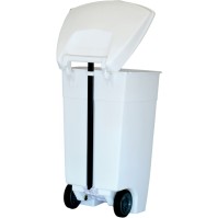 Conteneurs plastiques blancs à pédale 120L lot de trois