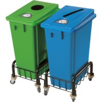 Chariot métal mobile pour bacs recyclage 60L et 80L