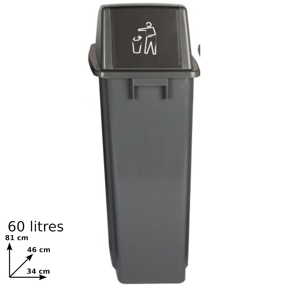 Bac 60L avec couvercle pour déchets divers colorés. Bac 60L avec couvercle pour déchets divers colorés.