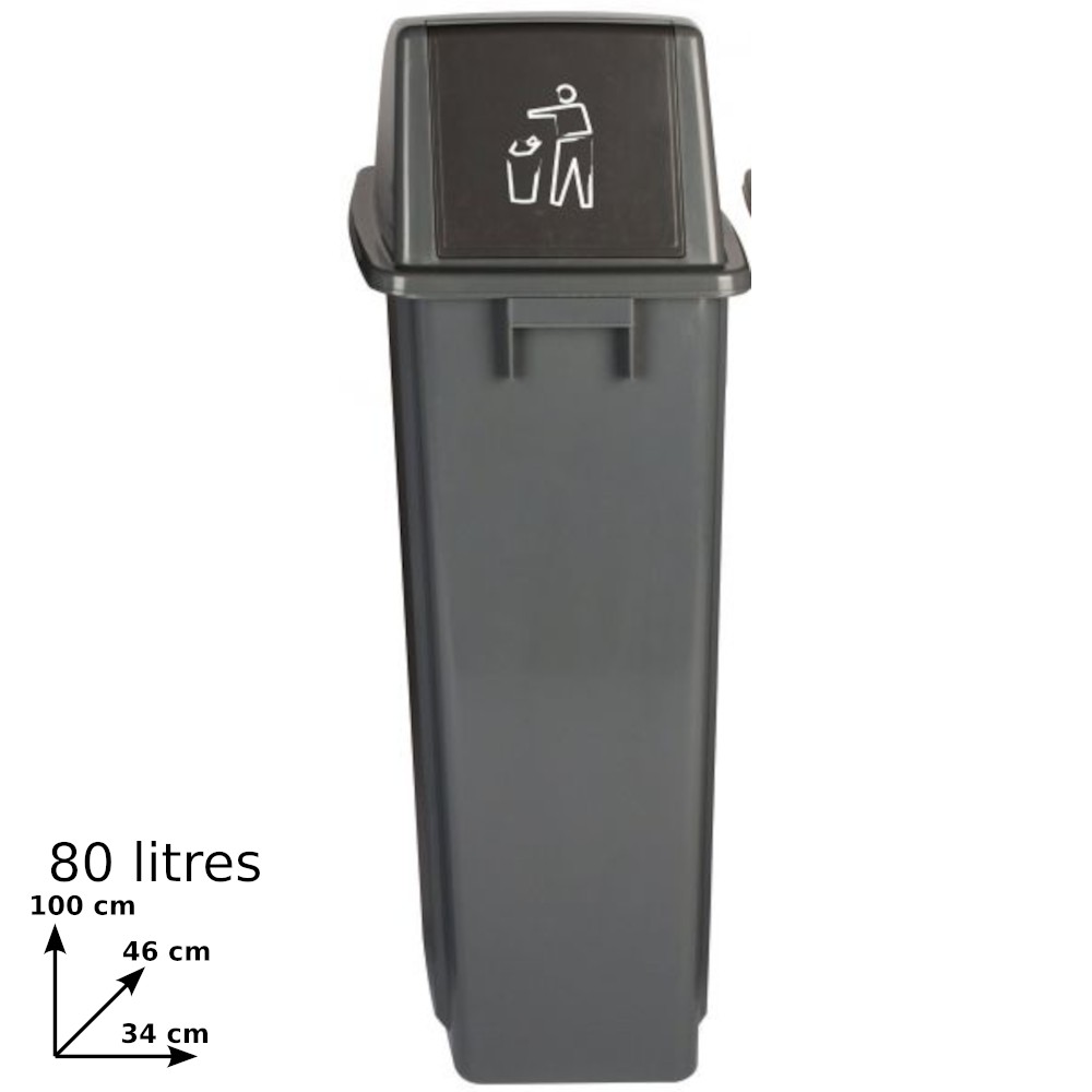Bac collecteur 80L couvercle push pour déchets divers Bac collecteur 80L couvercle push pour déchets divers