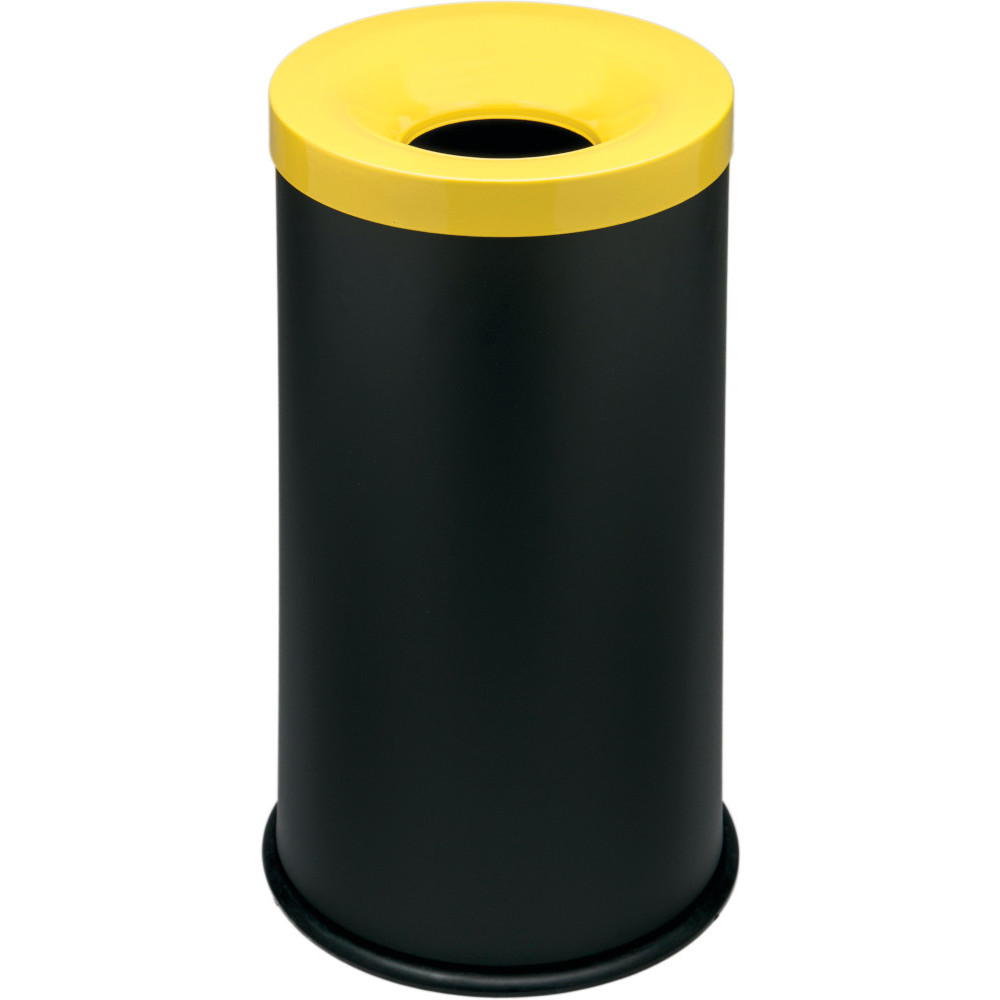 Corbeille tri-sélective 50L noire jaune anti-feu élégante