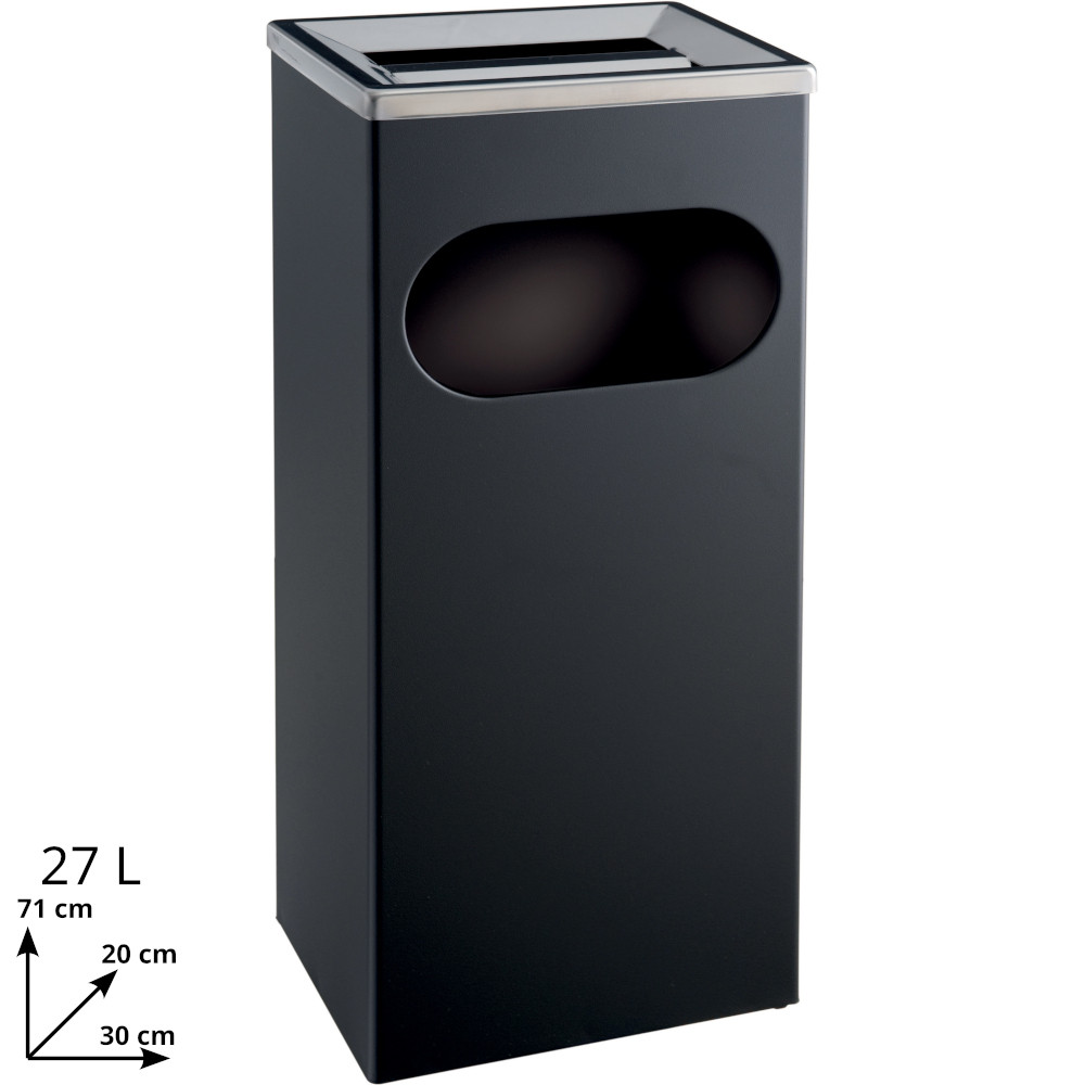 Cendrier poubelle rectangulaire 27 litres acier noir Cendrier poubelle rectangulaire 27 litres acier noir