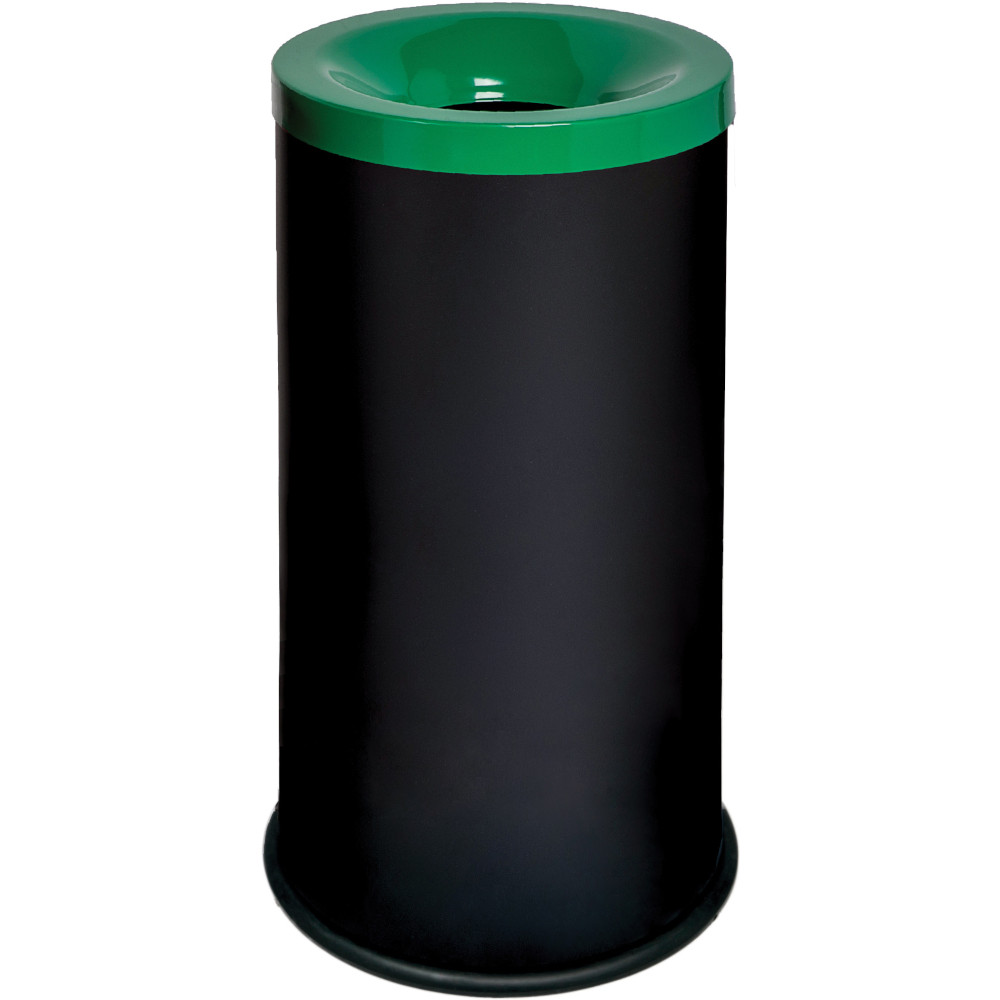 Corbeille anti-feu noir-vert 50L pour tri sélectif Corbeille anti-feu noir-vert 50L pour tri sélectif