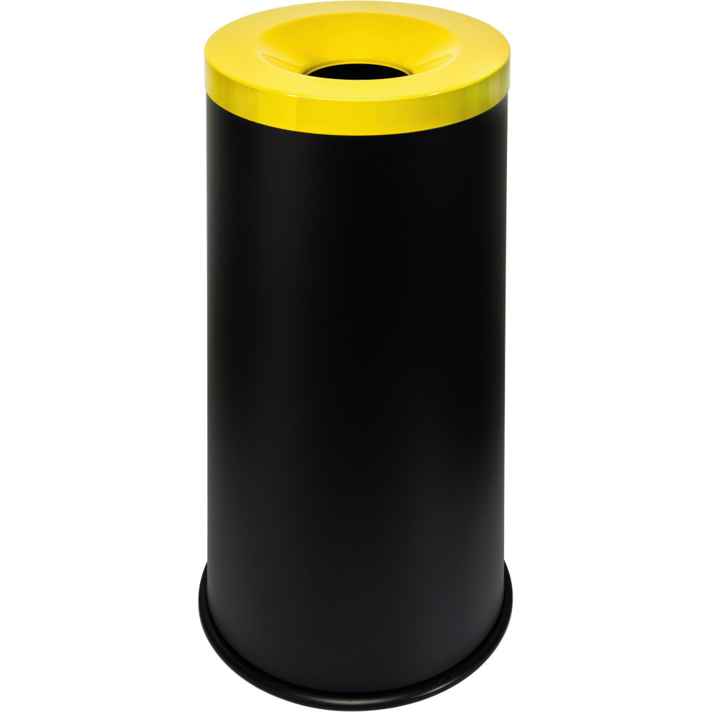 Corbeille anti-feu tri-sélective 90L noir jaune Corbeille anti-feu tri-sélective 90L noir jaune