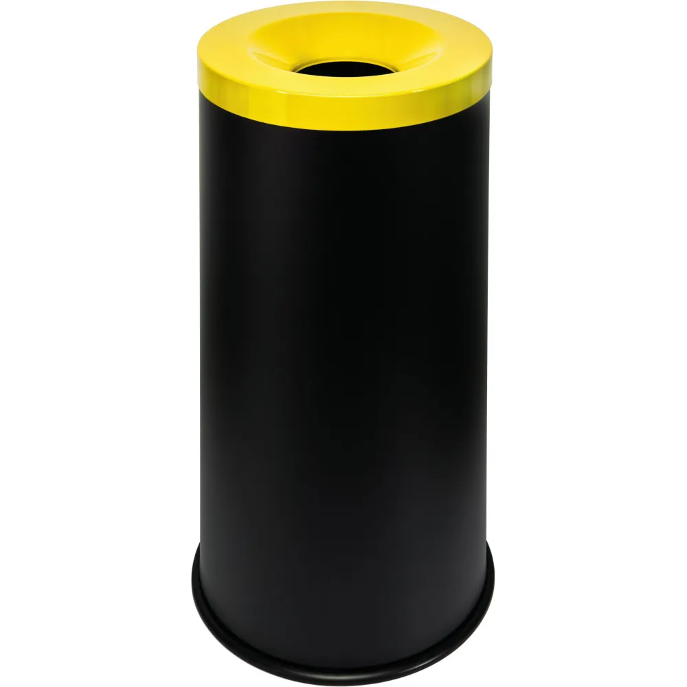 Corbeille anti-feu tri-sélective 90L noir jaune Corbeille anti-feu tri-sélective 90L noir jaune