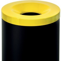 Corbeille tri-sélective 90L noire jaune anti-feu