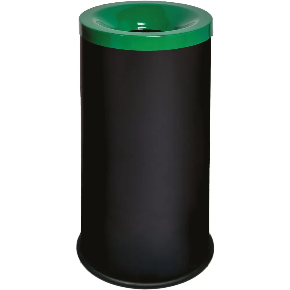 Corbeille anti-feu tri-sélective 90L noire et verte