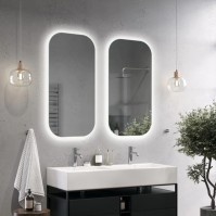 Miroir rétroéclairé moderne ambiance chaleureuse et fonctionnalités personnalisables