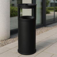 Corbeille cendrier sable noir anti-feu 25L élégante