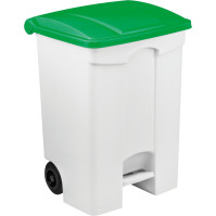 Conteneur mobile à pédale 70L couvercle vert pratique rangement