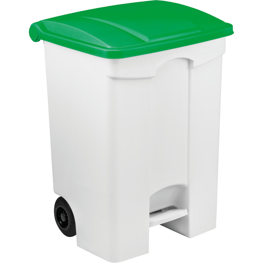 Conteneur mobile à pédale 70L couvercle vert pratique rangement Conteneur mobile à pédale 70L couvercle vert pratique rangement