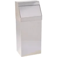 Poubelle industrielle « push » inox brillant 50 litres: design élégant et pratique pour une utilisation professionnelle.