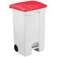 Conteneur mobile 90L pédale couvercle rouge lot de 3