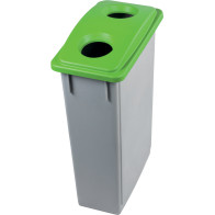 Bac 90L avec couvercle vert pour recyclage bouteille.