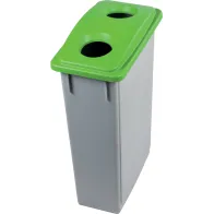 Bac 90L avec couvercle vert pour recyclage bouteille.
