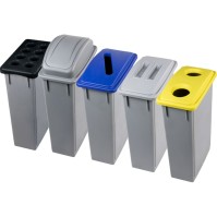 Bac 90L gris couvercle vert pour tri sélectif