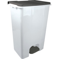 Conteneur mobile à pédale 80L blanc-gris compact pratique