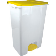 Conteneur mobile 80L blanc-jaune avec pédale pratique