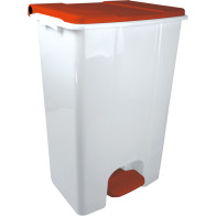 Conteneur mobile pédale 80L bicolore blanc rouge fonctionnel