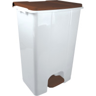 Conteneur mobile 80L blanc-marron avec pédale pratique