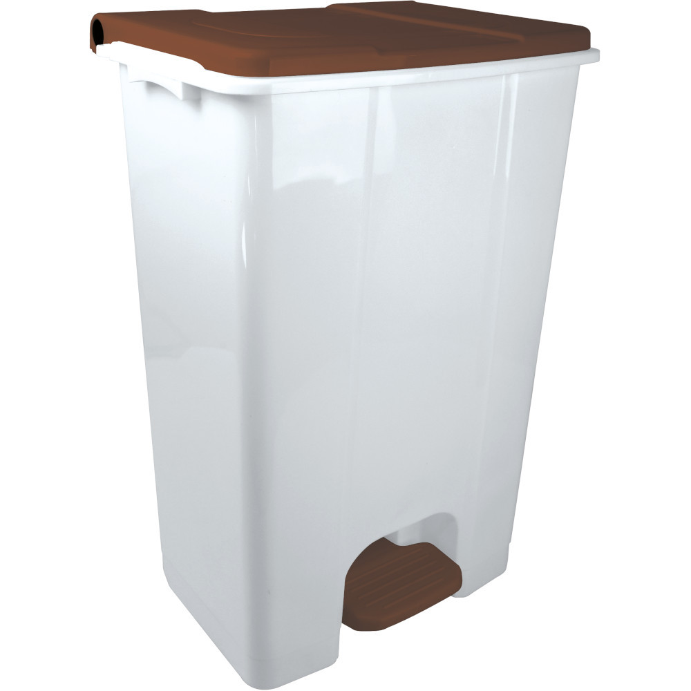 Conteneur mobile 80L blanc-marron avec pédale pratique Conteneur mobile 80L blanc-marron avec pédale pratique