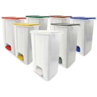 Conteneurs à pédale blancs 80L lot de trois pièces