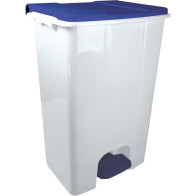 Conteneurs à pédale 80L blancs-bleus lot de trois